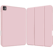 For iPad Pro 11 2024 3-fold TPU Smart Leather Tablet Case with Pen Slot(Pink)