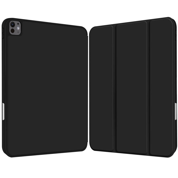 For iPad Pro 11 2024 3-fold TPU Smart Leather Tablet Case with Pen Slot(Black)