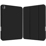For iPad Pro 11 2024 3-fold TPU Smart Leather Tablet Case with Pen Slot(Black)