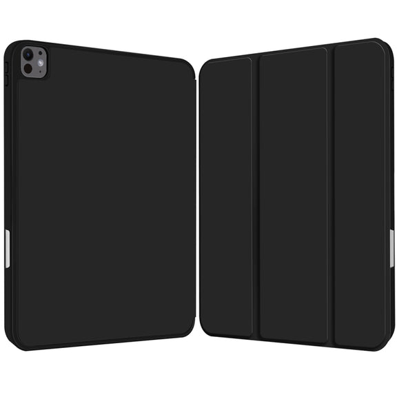 For iPad Pro 11 2024 3-fold TPU Smart Leather Tablet Case with Pen Slot(Black)