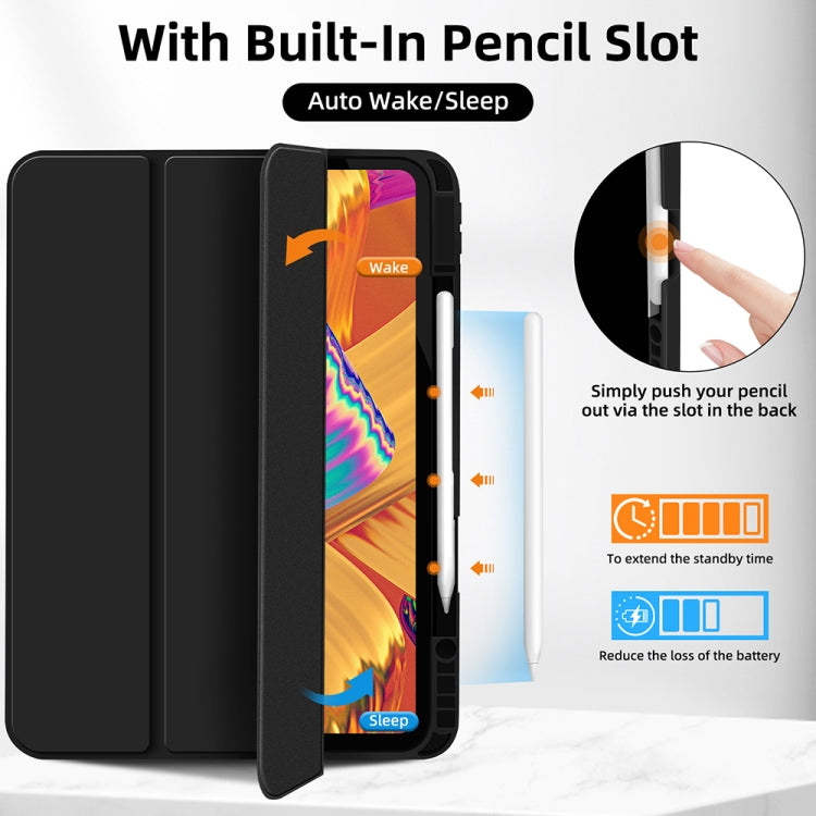 For iPad Pro 11 2024 3-fold TPU Smart Leather Tablet Case with Pen Slot(Black)