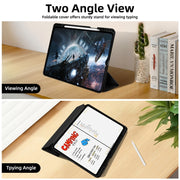 For iPad Pro 11 2024 3-fold TPU Smart Leather Tablet Case with Pen Slot(Black)