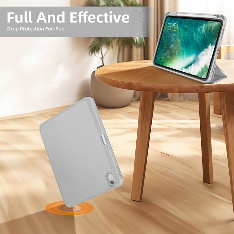For iPad Pro 11 2024 3-fold TPU Smart Leather Tablet Case with Pen Slot(Grey)