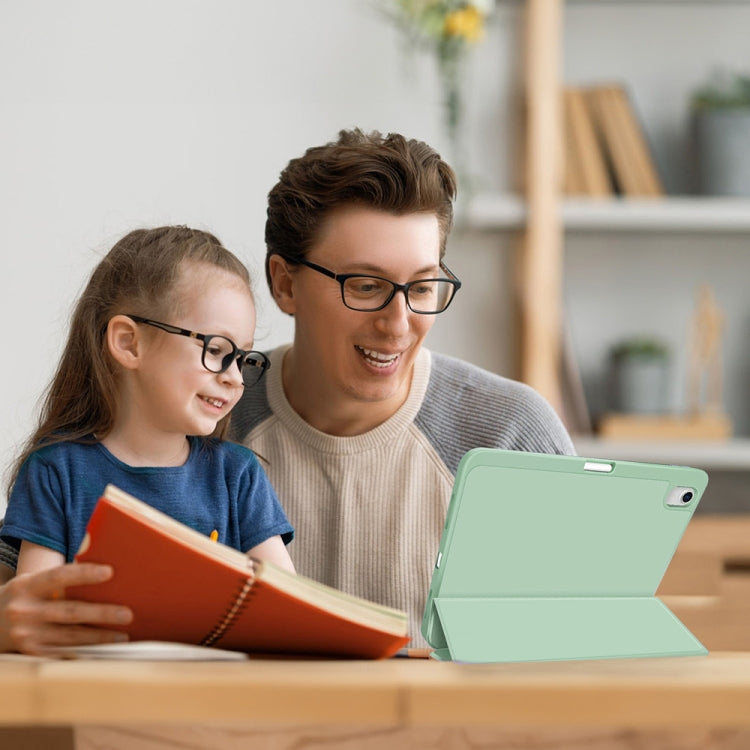 For iPad Pro 11 2024 3-fold TPU Smart Leather Tablet Case with Pen Slot(Green)