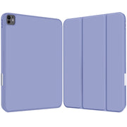 For iPad Pro 11 2024 3-fold TPU Smart Leather Tablet Case with Pen Slot(Lavender Purple)