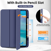 For iPad Pro 13 2024 3-fold TPU Smart Leather Tablet Case with Pen Slot(Royal Blue)