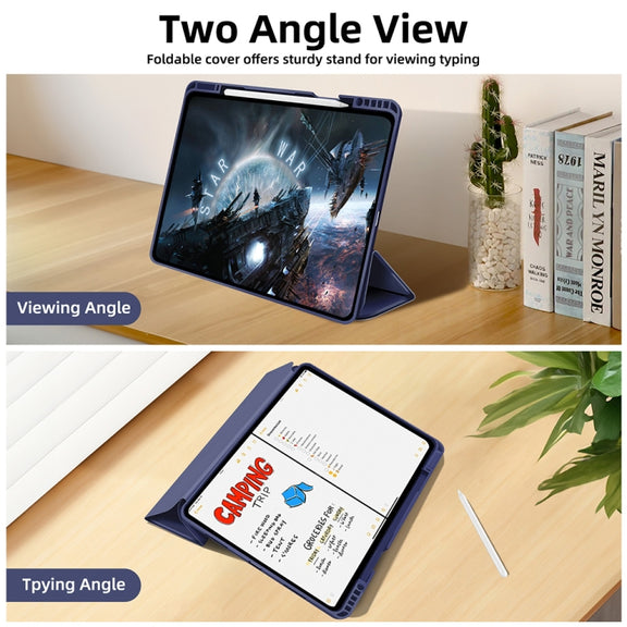 For iPad Pro 13 2024 3-fold TPU Smart Leather Tablet Case with Pen Slot(Royal Blue)