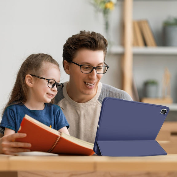 For iPad Pro 13 2024 3-fold TPU Smart Leather Tablet Case with Pen Slot(Royal Blue)