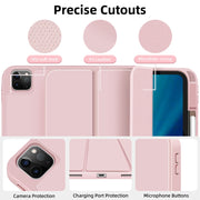 For iPad Pro 13 2024 3-fold TPU Smart Leather Tablet Case with Pen Slot(Pink)