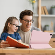 For iPad Pro 13 2024 3-fold TPU Smart Leather Tablet Case with Pen Slot(Pink)