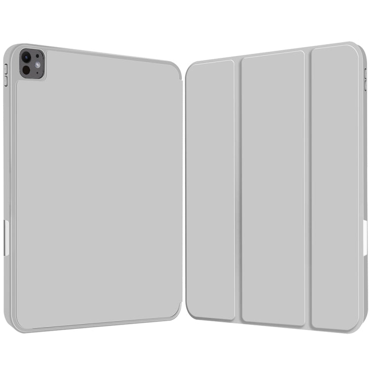 For iPad Pro 13 2024 3-fold TPU Smart Leather Tablet Case with Pen Slot(Grey)