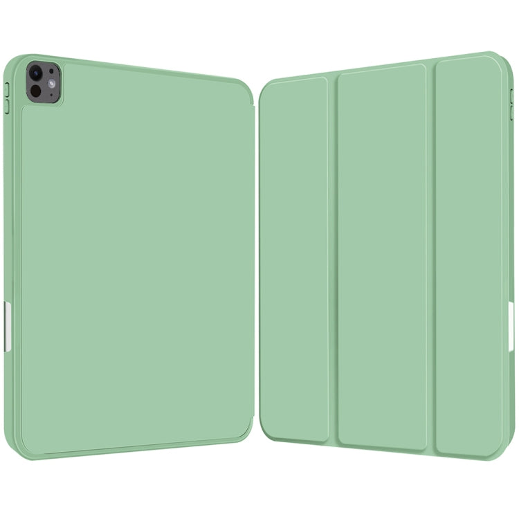For iPad Pro 13 2024 3-fold TPU Smart Leather Tablet Case with Pen Slot(Green)