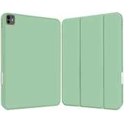 For iPad Pro 13 2024 3-fold TPU Smart Leather Tablet Case with Pen Slot(Green)