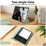 For iPad Pro 13 2024 3-fold TPU Smart Leather Tablet Case with Pen Slot(Green)