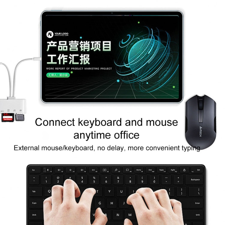 4 in 2 USB-C / Type-C + 8 Pin Interface Multi-function Card Reader(White)