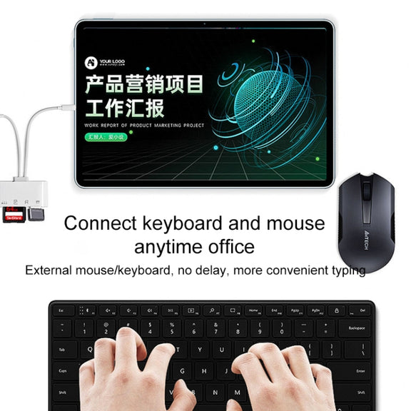 4 in 2 USB-C / Type-C + 8 Pin Interface Multi-function Card Reader(White)