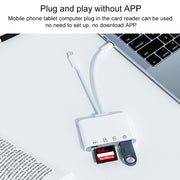 4 in 2 USB-C / Type-C + 8 Pin Interface Multi-function Card Reader(White)