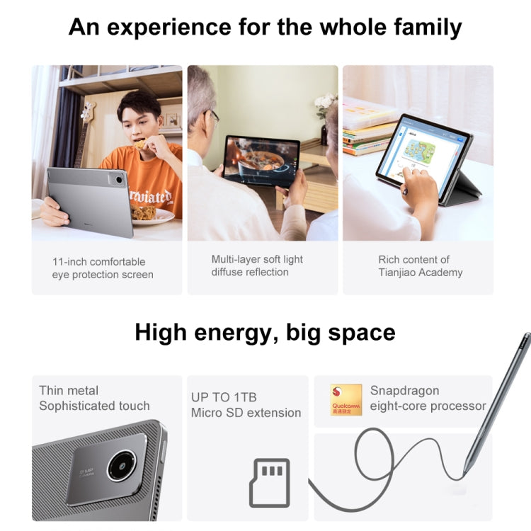 Lenovo Xiaoxin Pad 2024 Paperlike Screen Learning Version 11 inch WiFi Tablet, 8GB+128GB, Android 13, Qualcomm Snapdragon 685 Octa Core, Support Face Identification(Dark Grey)