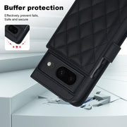 For Google Pixel 8 Crossbody Multifunction Rhombic Leather Phone Case(Black)