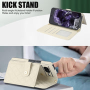 For Google Pixel 8a Crossbody Multifunction Rhombic Leather Phone Case(White)
