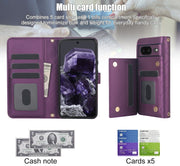 For Google Pixel 8a Crossbody Multifunction Rhombic Leather Phone Case(Dark Purple)