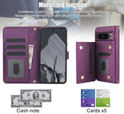 For Google Pixel 8 Pro Crossbody Multifunction Rhombic Leather Phone Case(Dark Purple)