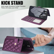 For Google Pixel 8 Pro Crossbody Multifunction Rhombic Leather Phone Case(Dark Purple)