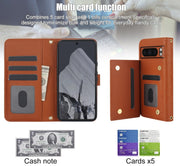 For Google Pixel 8 Pro Crossbody Multifunction Rhombic Leather Phone Case(Brown)