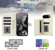 For Google Pixel 9 Crossbody Multifunction Rhombic Leather Phone Case(White)