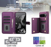 For Google Pixel 9 Crossbody Multifunction Rhombic Leather Phone Case(Dark Purple)