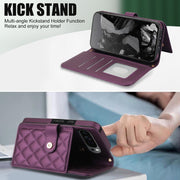 For Google Pixel 9 Crossbody Multifunction Rhombic Leather Phone Case(Dark Purple)