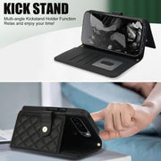 For Google Pixel 9 Pro XL Crossbody Multifunction Rhombic Leather Phone Case(Black)