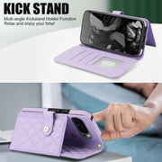 For Google Pixel 9 Pro XL Crossbody Multifunction Rhombic Leather Phone Case(Purple)