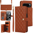For Google Pixel 9 Pro XL Crossbody Multifunction Rhombic Leather Phone Case(Brown) - Google Cases by PMC TechLife | Online Shopping South Africa | PMC TechLife | Buy Now Pay Later Mobicred