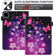 For iPad Pro 11 2024 Colored Drawing Leather Smart Tablet Case(Dual Pink Butterflies)