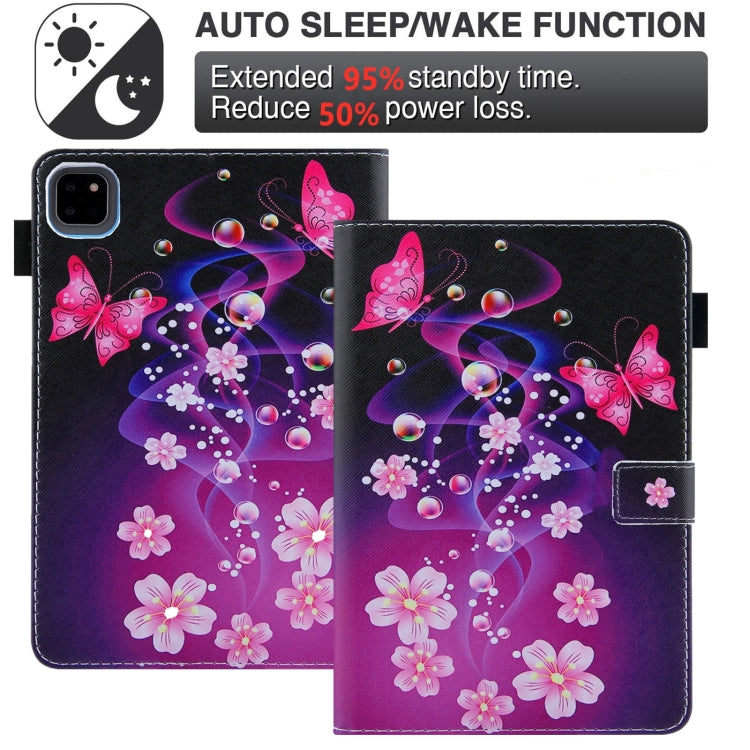 For iPad Pro 11 2024 Colored Drawing Leather Smart Tablet Case(Dual Pink Butterflies)