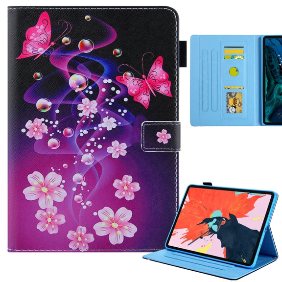 For iPad Pro 11 2024 Colored Drawing Leather Smart Tablet Case(Dual Pink Butterflies)