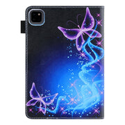 For iPad Pro 11 2024 Colored Drawing Leather Smart Tablet Case(Dual Purple Butterflies)