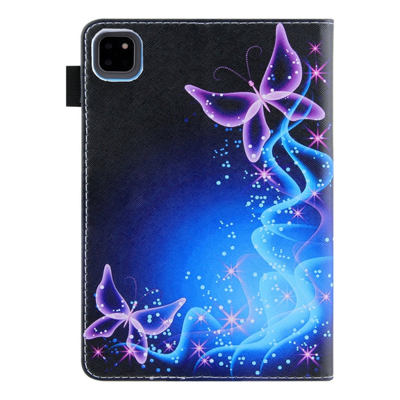 For iPad Pro 11 2024 Colored Drawing Leather Smart Tablet Case(Dual Purple Butterflies)