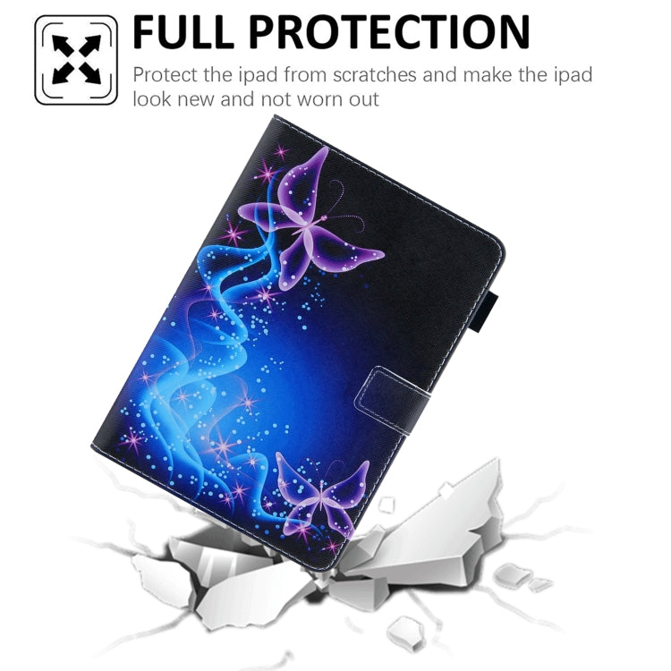 For iPad Pro 11 2024 Colored Drawing Leather Smart Tablet Case(Dual Purple Butterflies)