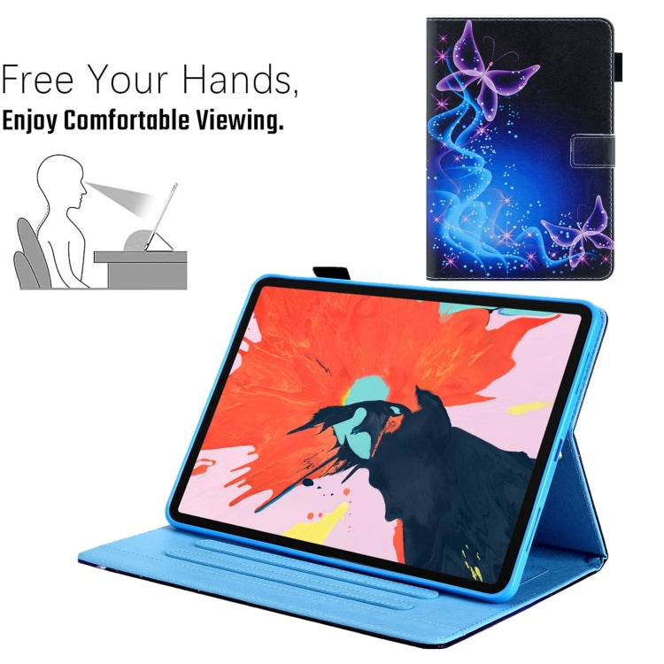 For iPad Pro 11 2024 Colored Drawing Leather Smart Tablet Case(Dual Purple Butterflies)