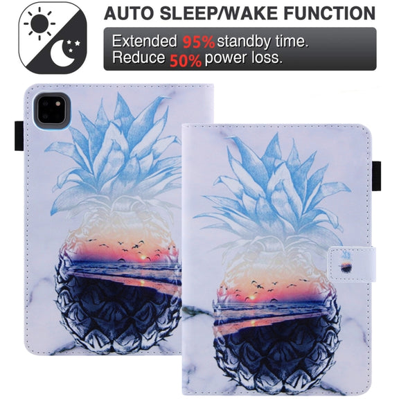 For iPad Pro 11 2024 Colored Drawing Leather Smart Tablet Case(Ocean Pineapple)