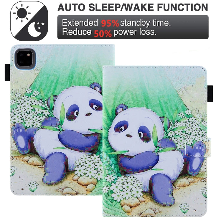 For iPad Pro 11 2024 Colored Drawing Leather Smart Tablet Case(Cute Panda)