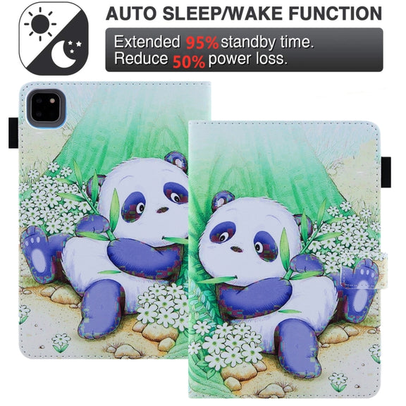 For iPad Pro 11 2024 Colored Drawing Leather Smart Tablet Case(Cute Panda)