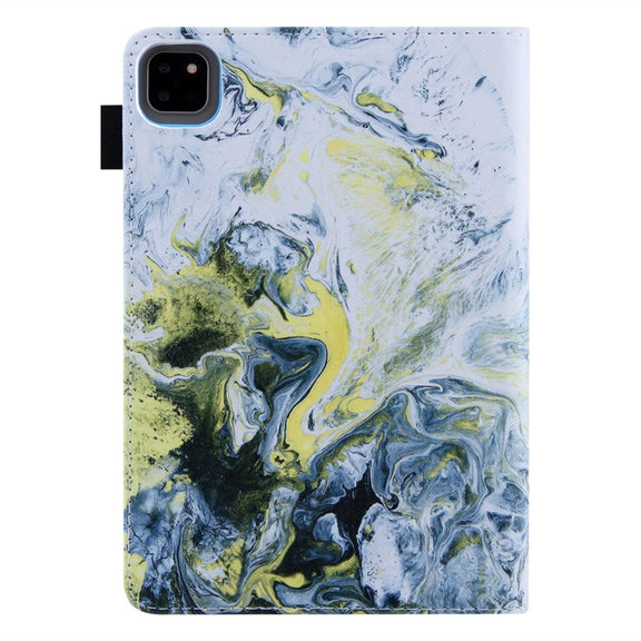 For iPad Pro 11 2024 Colored Drawing Leather Smart Tablet Case(White Gold Marble)
