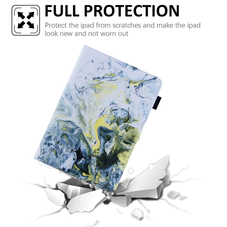 For iPad Pro 11 2024 Colored Drawing Leather Smart Tablet Case(White Gold Marble)