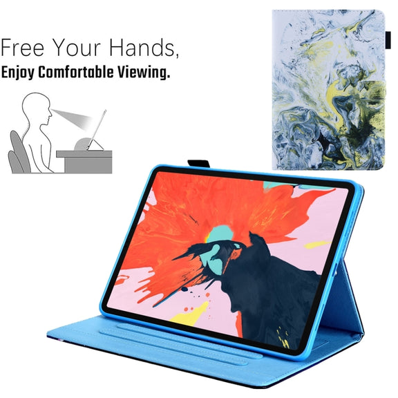 For iPad Pro 11 2024 Colored Drawing Leather Smart Tablet Case(White Gold Marble)