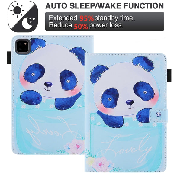 For iPad Pro 11 2024 Colored Drawing Leather Smart Tablet Case(Cup Panda)