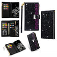 For Huawei Mate 20 Pro Multi-card Slots Starry Sky Laser Carving Glitter Zipper Horizontal Flip Leather Case with Holder & Wallet & Lanyard(Black) - Huawei Cases by PMC TechLife | Online Shopping South Africa | PMC TechLife