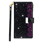 For Huawei Mate 20 Pro Multi-card Slots Starry Sky Laser Carving Glitter Zipper Horizontal Flip Leather Case with Holder & Wallet & Lanyard(Black)